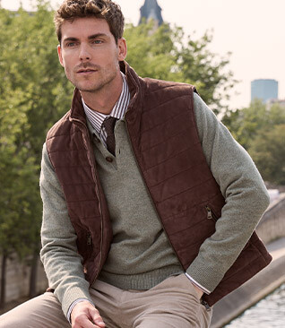 Doudoune homme sans manche en velours chocolat - NIKLAS