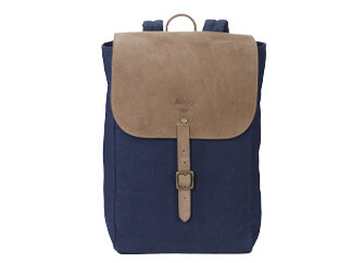 Sac à dos en toile navy et velours de chèvre Tabac - HUNTINGTON