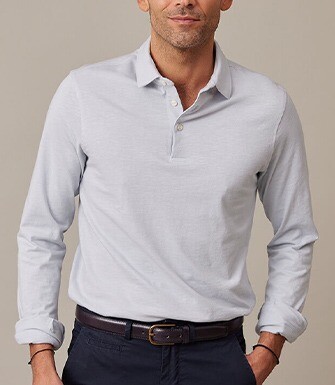 Polo manches longues homme Bleu Clair - AIDEN ML