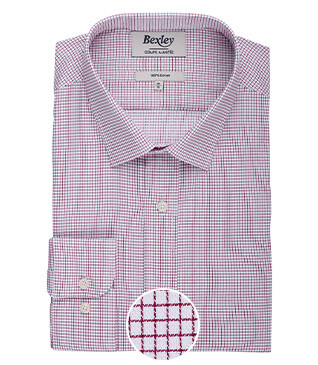 Chemise twill Blanche à carreaux Bordeaux homme - MARTINIEN