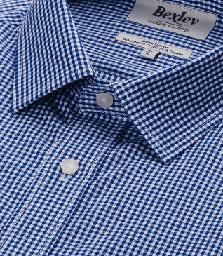 Chemise coton bleu et Blanc - Col français - VALAIRE