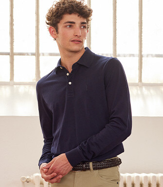 Polo manches longues homme Marine - ALEC II ML