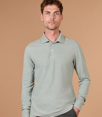 Polo manches longues homme vert tilleul en coton piqué - ALEC II ML