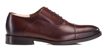 Richelieu homme patiné chocolat semelle cuir - GRAKLEY
