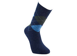 Chaussettes homme à motif losange bleu chiné et vert