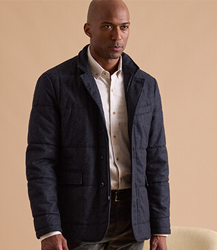 Veste matelassée homme Bleu foncé chiné - THÉOPHILE