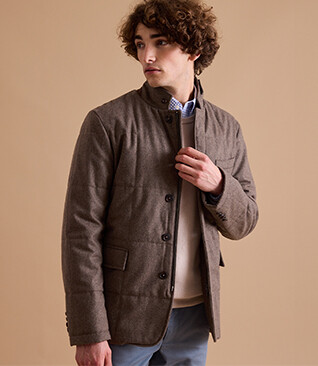 Veste matelassée homme Taupe Foncé chiné - THÉOPHILE