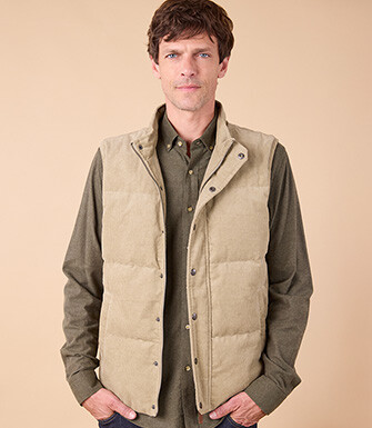 Doudoune en velours pour homme - Velours Olive Clair - HILMAR