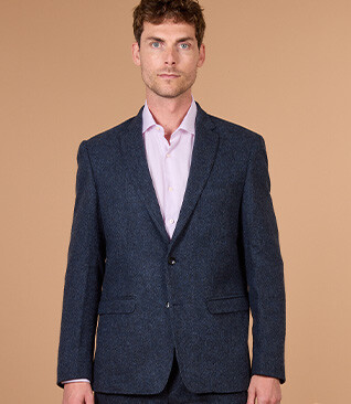 Blazer homme en tweed à chevrons marine - LAURIAN