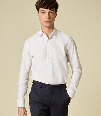 Chemise homme blanche en coton uni - LUDIVIEN CLASSIC