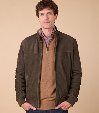 Blouson Velours kaki - 100% Cuir - SEAVER