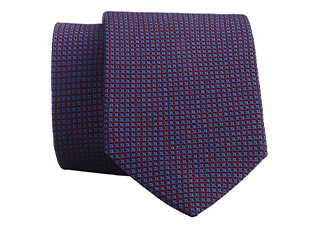 Cravate Soie Micro Motif Bordeaux et Bleu