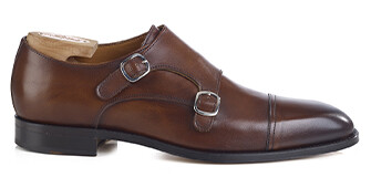 Chaussures pour homme Cognac Patiné - Double Boucle - LANGFORD