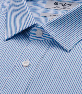 Chemise homme à fines rayures bleu et vert - FLORIEN