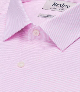 Chemise homme à fines rayures roses et blanches - DUNANT CLASSIC