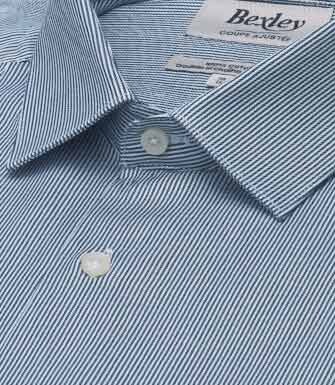 Chemise homme à rayures vertes et blanches en twill - DUNANT CLASSIC
