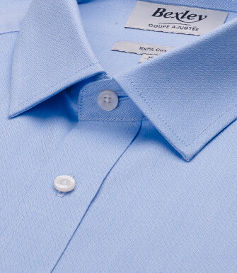 Chemise homme unie en twill bleu - FROMOND