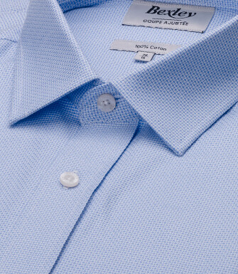 Chemise homme bleu en twill effet chiné - VERNON