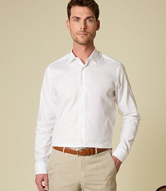 Chemise homme en coton blanc uni - DELMONT