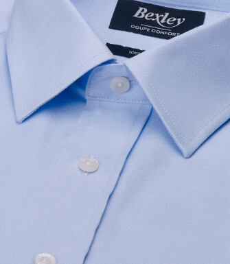 Chemise homme unie en coton bleu - DELMONT