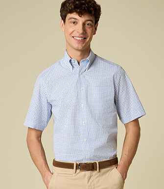 Chemise homme blanche à petits carreaux bleus - GRAYSON MC