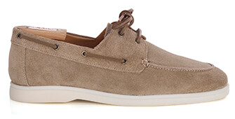 Chaussure Bateau Velours Beige foncé - MOCKINYA