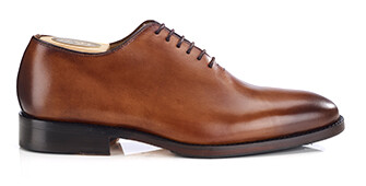 Richelieu homme cognac en veau patiné à la main - BARTER PATIN