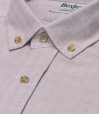 Chemise homme beige clair en flanelle - ROD