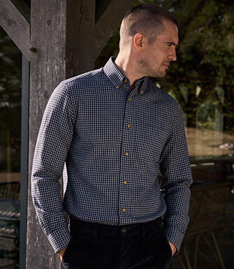 Chemise homme flanelle à carreaux navy et blancs - RODSAY