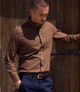 Chemise homme flanelle à carreaux chocolat et navy - COLTON