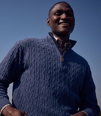 Pull homme torsadé col zippé bleu foncé chiné en laine - KEYDRICK