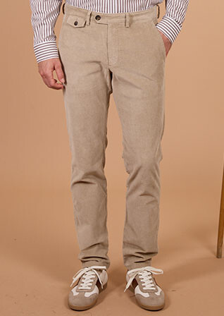 Pantalon chino homme beige clair en velours milleraies - NOLAS