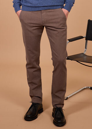 Pantalon chino homme à chevrons marron - KENYON