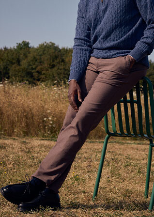 Pantalon chino homme à chevrons marron - KENYON