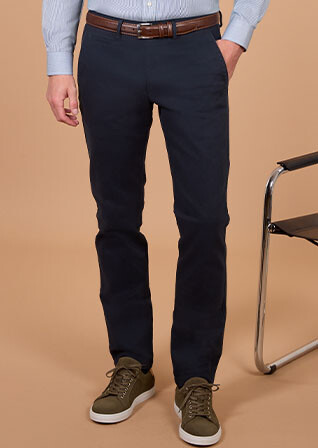 Pantalon chino homme navy en flanelle de laine - KYVERS