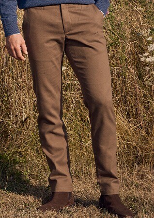 Pantalon chino homme camel en flanelle de laine - KYVERS