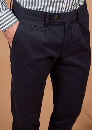 Pantalon chino homme marine à pince en twill - KAYNAN