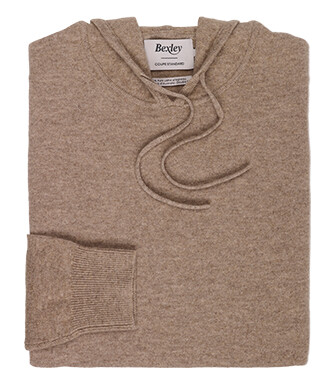 Pull homme à capuche taupe chiné en laine d'agneau - HOODRICK