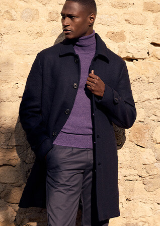 Manteau homme marine en drap de laine - HEROLD