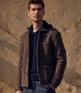 Veste homme chocolat chiné en laine bouillie - KENDRIS