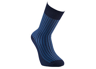 Chaussettes fil d'Écosse bleu moyen et bleu chiné à côtes inversées