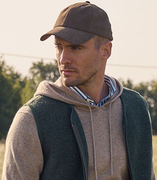 Casquette homme en cuir de chèvre velours kaki - BRADWELL II