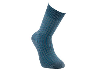 Chaussettes fil d'Écosse vert chiné et bleu azur à côtes plates
