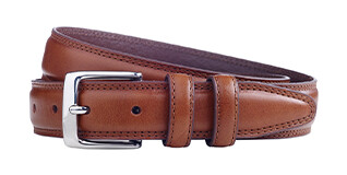 Ceinture cuir homme Gold Patiné avec boucle argent - BRIXTON SILVER