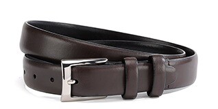 Ceinture costume homme en cuir Chocolat - RAMSGATE SILVER