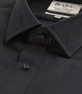 Chemise noire coton popeline - Col français - LOUIS