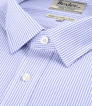 Chemise à carreaux fins blancs et bleus - MARTIN