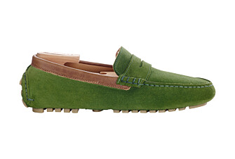 Mocassin été homme Velours Vert bordure Chataigne - FERGUSON