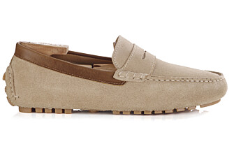 Mocassin été homme Velours Beige Bordure Châtaigne - FERGUSON