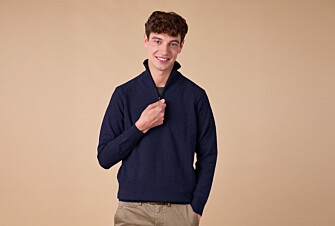 Pull col zippé homme laine Navy - KENNETH